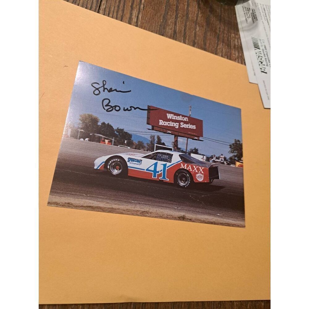 Autographed 1990 Sheri Bown NASCAR Driver Card #41 Winston Racing Series 5x7 VTG